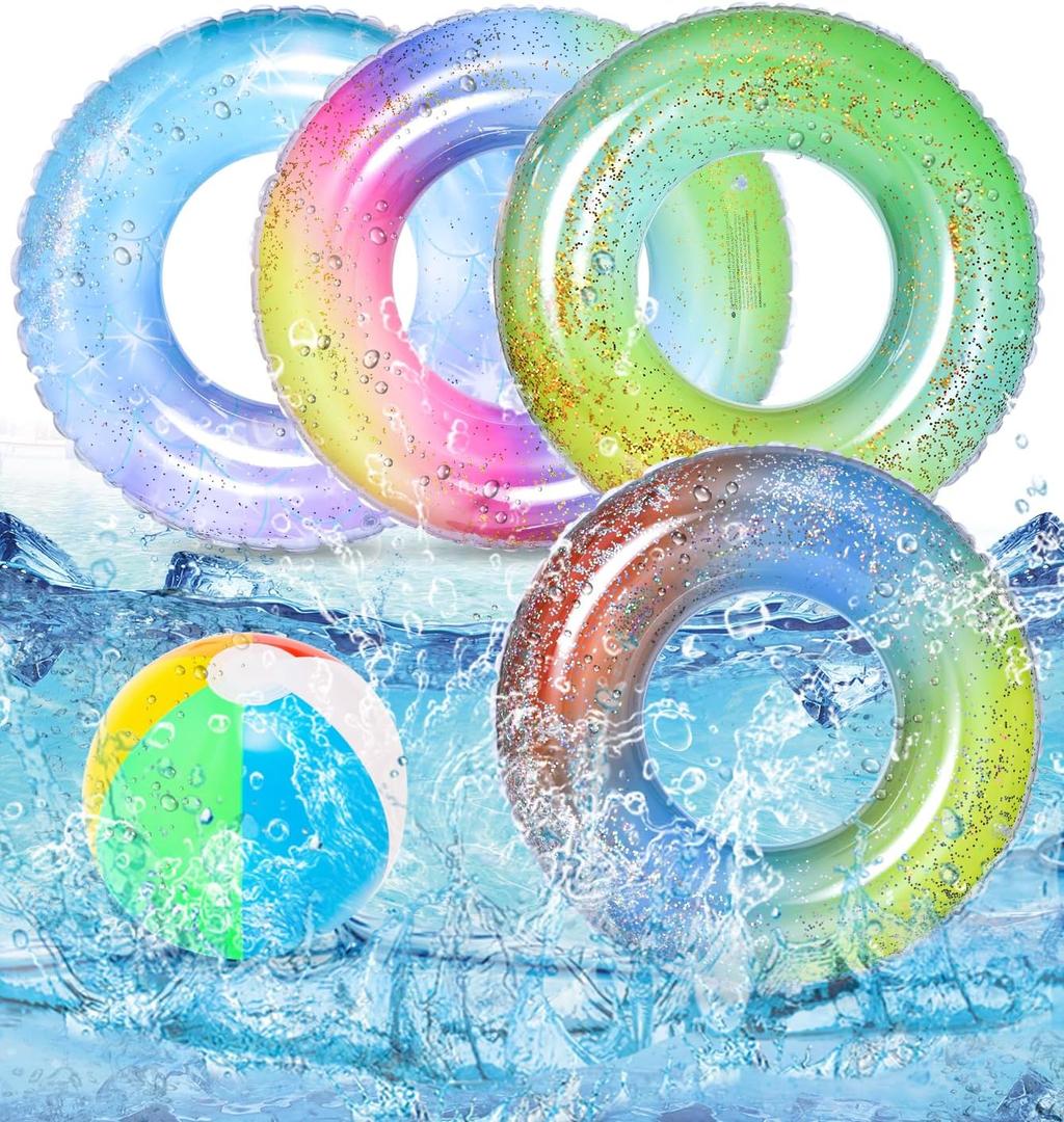 Bennol 3 PCS Swimming Rings with 1 Beach Ball Inflatable Pool Floats for Kids Adults 32.5'' Fruits Pool Floaties Rings Tube Toys for Summer Beach Water Float Party, Swimming Pool, Ocean, Beach Time Bennol 3 PCS Swimming Rings with 1 Beach Ball Inflatable Pool Floats for Kids Adults 32.5'' Fruits Pool Floaties Rings Tube Toys for Summer Beach Water Float Party, Swimming Pool, Ocean, Beach Time