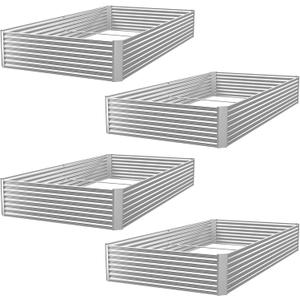 4pcs 6x3ft Galvanized Raised Garden Bed Outdoor,Above Ground Garden Bed for Vegetable,Metal Raised Beds for Flower,Steel Raised Beds for Gardening