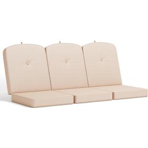 Outdoor Porch Swing Cushions 3 Seater, Replacement Cushions for Outdoor Swing, Patio Swing Cushion 25D Foam (Khaki, 61.5x39x3in)