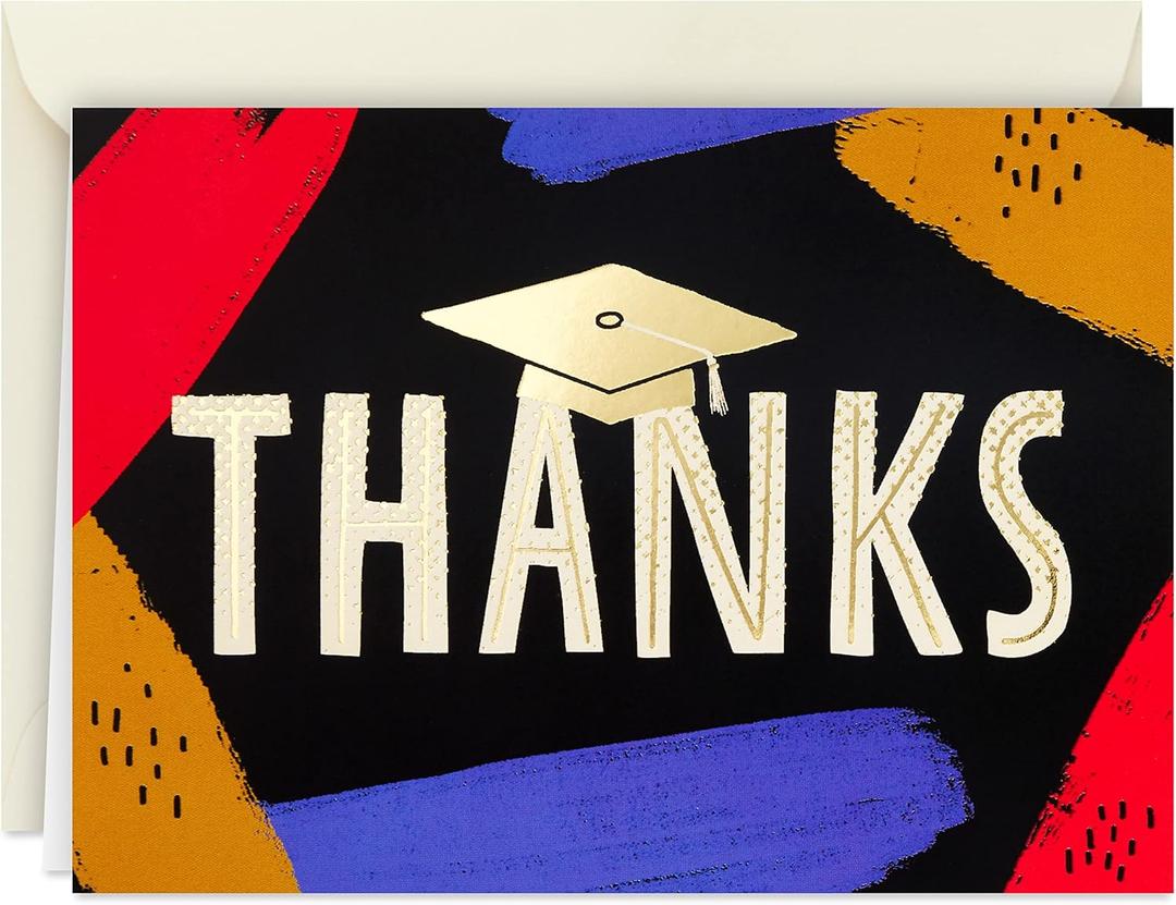 Hallmark Graduation Thank You Cards Bulk, Brush Strokes (40 Thank You Notes and Envelopes)