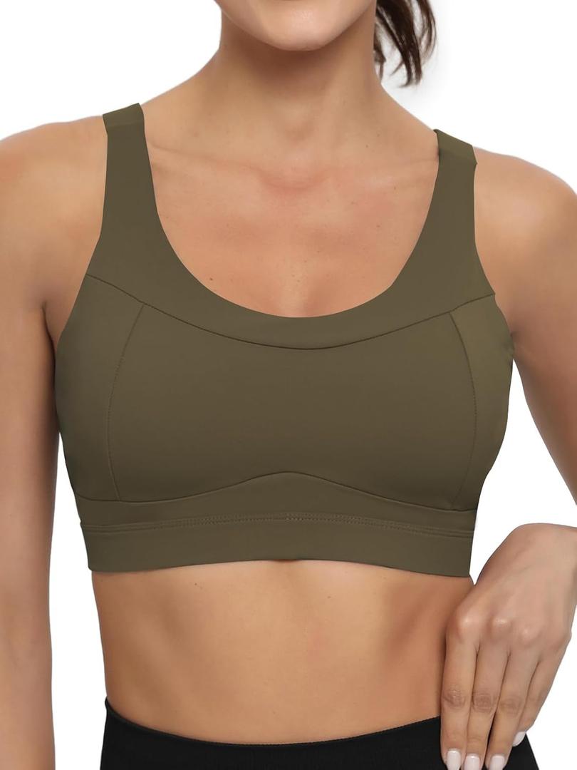 RUNNING GIRL High Impact Sports Bras for Women,Racerback Running Bra Workout Crop Tank Tops Longline Sports Bra Push up (Green, S)