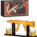 Whiskey Decanter AK47 Set with 2 Whiskey Glasses, Gifts for Men Dad Fathers Day, Unique Anniversary Birthday Gift for Him Husband, Cool Personalized Presents liquor dispenser for Home Bar (12 Oz)