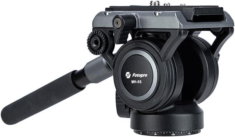 Fotopro Video Fluid Head, Drag Pan Panoramic Tripod Head with Quick Release Plate Max Load 13.23lb for DSLR Cameras Camcorders. MH-6S