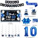 Holkcog 10th Birthday Decorations for Boys Girls, Black10th Birthday Banner, Blue Bruh I'M 10 BackdropHappy 10 Years Old Birthday Cake Topper Balloons Hanging Swirls Ten Party Supply