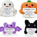 Muyiz 16 Pieces Knitted Wool Halloween Toys with Positive Card Crochet Dolls for Halloween Party Favors Treat Bags Cheer Up Gifts ( 4 packs)