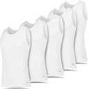 Levi's Lightweight Tank Tops for Men, 5 Pack Classic Ribbed Cotton Mens Undershirts White L