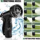Garden Hose 50 ft, Stainless Steel Water Hose 50ft Heavy Duty with 10 Function Nozzle, Flexible No-Kink Metal Hose 50 Feet, Pet-Proof Water Pipe for Outside Yard