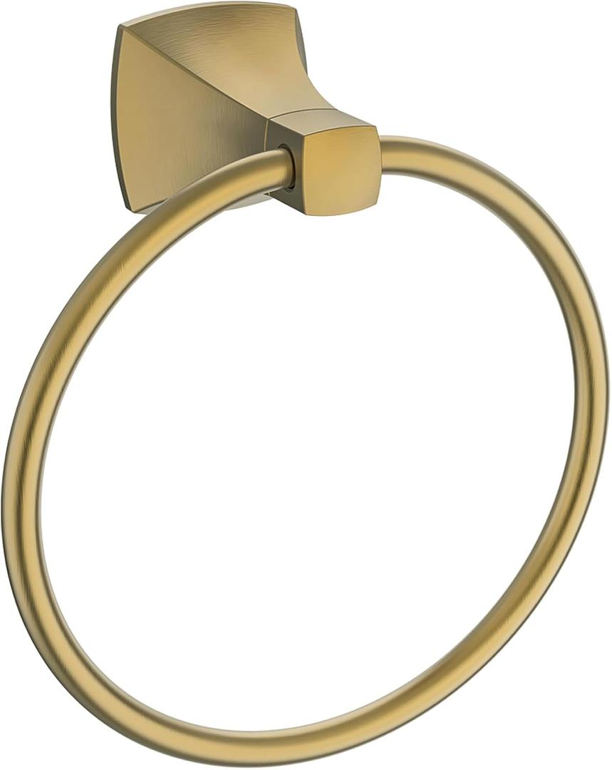 Hand Towel Holder for Bathroom Brushed Gold Towel Ring Stainless Steel and Zinc Alloy Towel Hanger Wall Mount for Bath, Kitchen