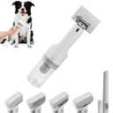 Deshedding Brush with Vacuum Suction, 5-in-1 Pet Hair Removal Tool for Dogs Cats, Cordless Undercoat Rake Removes Loose Hair, 9Kpa Pet Vacuum Cleaner for Furniture Carpet, Washable