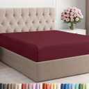 Full Fitted Bed Sheet - Bottom Single Fitted Sheet Only - Soft Hotel Luxury Bedding w/ 8-16 Inch Deep Pockets - Breathable, Cooling & Wrinkle Free - Easy-Care, Fade and Shrink Resistant 25 - Burgundy