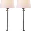 Kakanuo Cordless Table Lamps Rechargeable Set - 2 Pack Silver 4000mAH Battery Operated Lamps for Decor, 3000K Stepless Dimming Touch Wireless Lamp for Bedroom, Dining Table, Living Room, White Shade