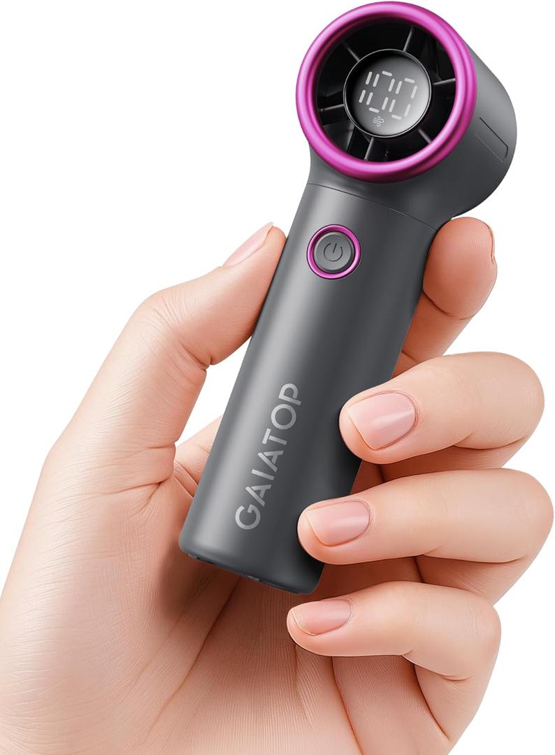 Gaiatop Mini Portable Handheld Fan, 4000mAh [15h Max Runtime] Personal Turbo Fans Pocket Size, High Speed 1-100 Adjustable Small Hand Fan, Outdoor Travel Concert Essentials, Gifts for Women Men, Gray (Metallic Purple)