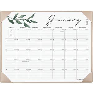 Cabbrix Desk Calendar 2026 with Desktop Mat, Large Desk Pad Calendar 21" x 16-1/2" Covering January 2026 to December 2026, Desk Blotter Calendar for Home School and Office, Apricot