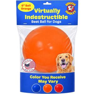 Doggie Dooley Virtually Indestructible Dog Ball - 6 Inch Hard Plastic Interactive Dog Toy for Large Breeds Over 15-50 lbs - Built for Herding & Push Play -Floats in Water, Made in USA