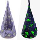 Kids Pod Swing Seat, Sensory Swing Chair with PVC Inflatable Cushion, Hanging Hammock Chair for Indoor and Outdoor Use (Space)