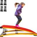 4 Springs Gymnastics Springboard for Kids, 31.5"X19.7" Vaulting Training Spring Boards Gymnastics, Portable Curved Spring Board Gymnastics Vault with Anti-Slip Mat for Outdoor Training Exercise