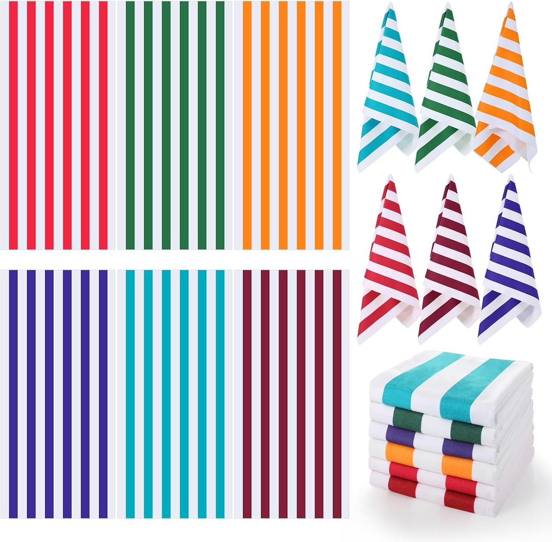 Peryiter 6 Pcs 72 x 36 Inch Oversized Beach Towels Set Quick Dry Pool Towels Absorbent Camping Travel Blankets Set for Women Men Bath Beach(Fresh Color,Stripe)