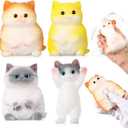 4 Pcs Fat Taba Cat Pinch Kit Cute Soft Fidget Squeeze Stress Relief Kawaii Funny Taba Kitten Ideal Memorial Gift for Cat Lovers Adult Fun
