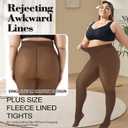 Delcast Plus Size Fleece Lined Tights Women - Fake Translucent Sheer Warm Thermal Pantyhose Leggings for Winter (Brown, XL)