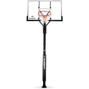 Silverback Height Adjustable In-Ground Basketball Hoop with Tempered Glass Backboard, Pro-Style Breakaway Rim & Backboard Pad (60 inch Clear)