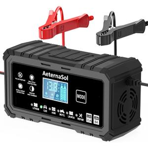15A Smart Car Battery Charger,12V/24V Automotive Battery Maintainer & Desulfator Compatible with 12.6V Lithium-Ion, LiFePO4, AGM, Gel, Lead-Acid. Trickle Charger for Truck, Motorcycle, RV, Lawn Mower