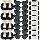 Loanzeg Bridesmaid Scrunchies Proposal Hair claws clips Set of 12 Bridal Shower heart sunglasses Gifts for Wedding Bachelorette Party Favors (48pcs Black)