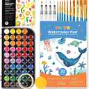 Funto Watercolor Set, 48 Color Paint Set, 10 Brushes, 30 Page Pad(9"x12"), 4 Refillable Pens & More, Painting Kit for Kids, Adults, Beginners