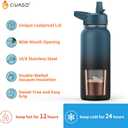 CIVAGO 40 oz Insulated Water Bottle With Straw, Stainless Steel Sports Water Cup Flask with 3 Lids (Straw, Spout and Handle Lid), Double Walled Travel Thermal Canteen Mug, Deep Orange