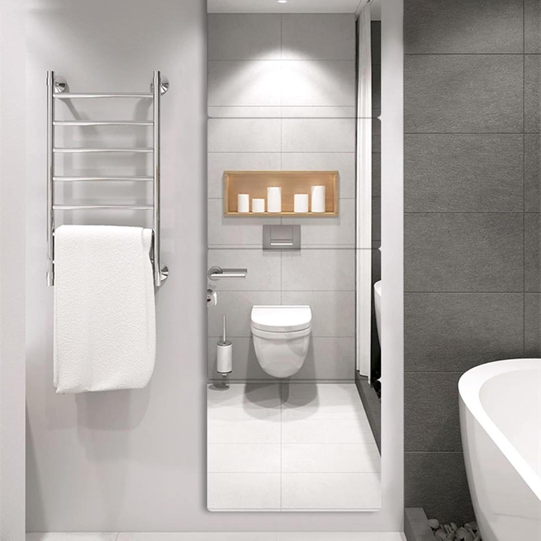 Full Length Wall Mirror Tiles, 14'' x 12'' x 4PCS, Frameless Full Body Mirror Tiles for Bedroom, shatterproof Non Glass Mirrors Wall Mounted for Home Gym, On The Door