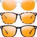 Gaoye Stylish Blue Light Glasses for Women - Computer Glasses for Blue Light Blocking - Lightweight Frames - 3 pack (A1 Matte Black+leopard+transparent)