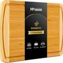 Large Wooden Cutting Board for Kitchen Meal Prep & Serving - Bamboo Cutting Boards with Juice Groove Side Handles, Charcuterie & Chopping Butcher Block - 100% Organic Bamboo, Pre Oiled, 16" x 10"
