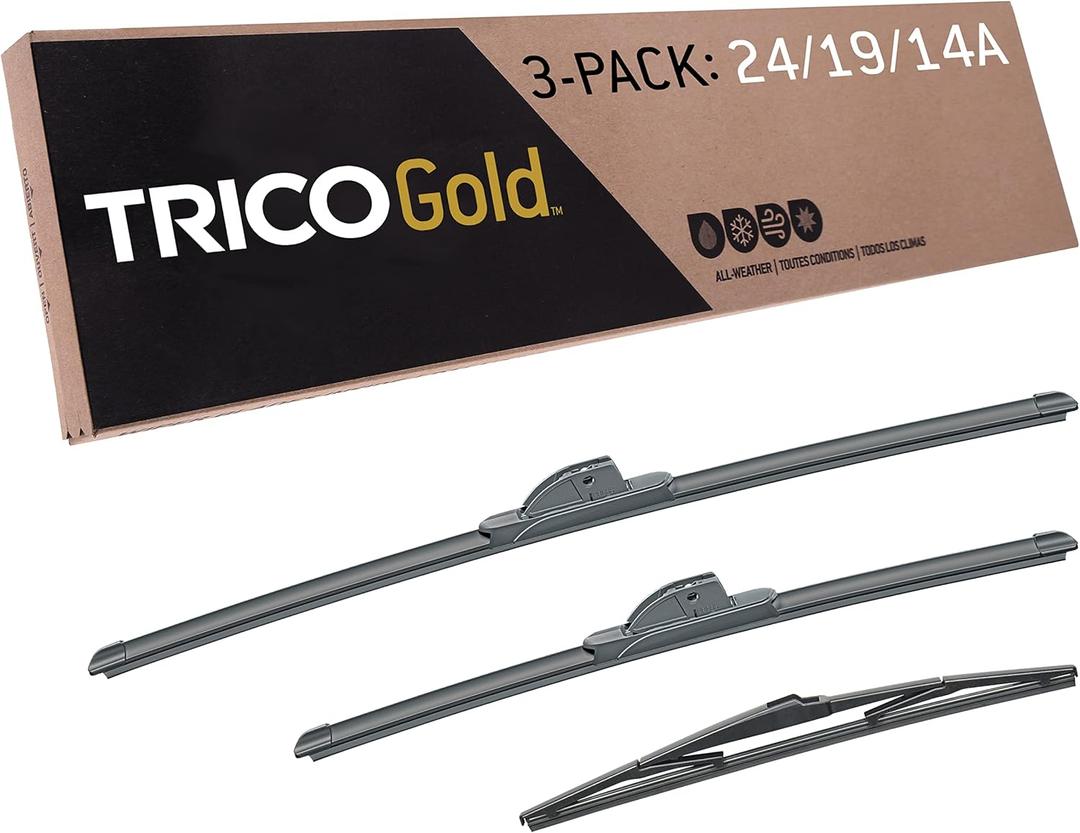 TRICO Gold 3-Piece Driver/Passenger/Rear All-Weather Automotive Replacement Windshield Wiper Blade Kit for 2011-2020 Dodge Journey; Includes 24", 19" & 14" Premium Beam Blades
