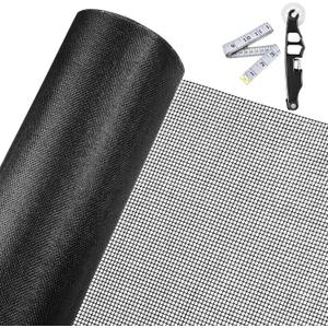 2 x Fiberglass Window Screen Mesh Kit, 48"x130" Durable Mesh Window Screen for Patio Porch Door Windows, DIY Adjustable Screen Mesh Repair Kit