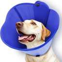 Upgraded Dog Cone Collar for Dogs After Surgery, Soft Breathable Pet Recovery Collar with Double-Layer Design, Adjustable Dog Cone Collar for Large Medium Dogs, Elizabethan Collar (L, Blue) (L (Neck: 16.5-18.3"))