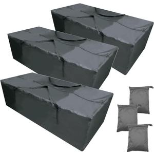 Outdoor Cushion Storage Bags 68 * 30 * 20 Inch, Upgrade Outdoor Patio Cushion Storage Bag, Pillow Storage Bag with Durable Handles 3 Pack (Black)