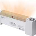 Comfort Zone 1500W Baseboard Heater for Indoor Use, Digital Adjustable Thermostat, 2 Heat Settings, 12H Timer, Dent-Proof Ends, Portable Electric Heater with Overheat & Tip-Over Protection, White