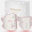 Yahi Red Light Photon Facial & Neck Mask with Remote Control, 7 Custom Modes with Infrared, Portable & Rechargeable with Timer for Home Use, 175 HighDensity Light Beads, White