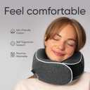 Proglobe Travel Neck Pillow 100% Memory Foam Airplane & Car Travel Essentials Kit with 3D Eye Mask, Earplugs & Mesh Bag Sleeping Support Pillow for Adults (Dark Grey)