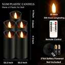 Black Pillar Flameless Candles 3D Wick with Controller,led Slim Candles Flicering Flame,Battery Operated Fake Plastic Candles for Halloween Christmas,Party Dcor.(5Pack H 5" 5" 6" 6" 7" x D 2.2")