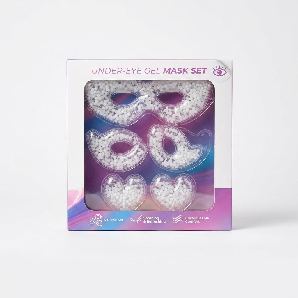 3-piece under-eye gel mask set featuring clear - Pack of 2