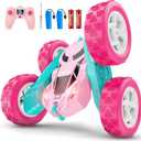 cosone Remote Control Car Pink RC Cars for Girls, RC Stunt Cars with 4WD Double-Sided Driving 360 Flips Rotating, Outdoor Toys for Kids Age 6 7 8 Easter Basket Stuffers Birthday Gifts