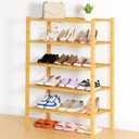 Smiry Shoe Rack, 5 Tier Thick Bamboo Shoe Organizer, Stackable Free Standing Wooden Shoe Storage Shelf for Closet, Entryway, Front Door Entrance, Natural