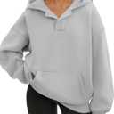 ATHMILE Oversized Hoodies for Women Fashion V Neck Pullover Sweatshirts with Thumb Hole Y2k Clothes Fall Outfits 2026 (Medium, Light Gray)