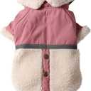 V-Collar Dog Coats for Small Dogs Sweater Fleece Lining Warm Puppy Jacket for Cold Winter Pink, Medium