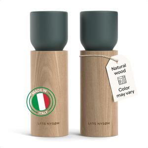 LARS NYSØM Wooden Salt and Pepper Grinder Set Manual - Salt and Pepper Mills with Adjustable Ceramic Grinder - Elegant Beechwood Pepper and Salt Mill Set for Dining Table (Stone Blue)
