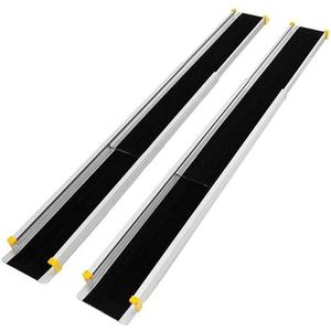 Adjustable Wheelchair Ramp, 4FT-7FT Telescoping Aluminum Door Threshold Ramp, Lightweight Portable Wheel Chair Scooter Ramp for Steps, Car, Doorways, Curbs, Stairs, 600LBS Capacity