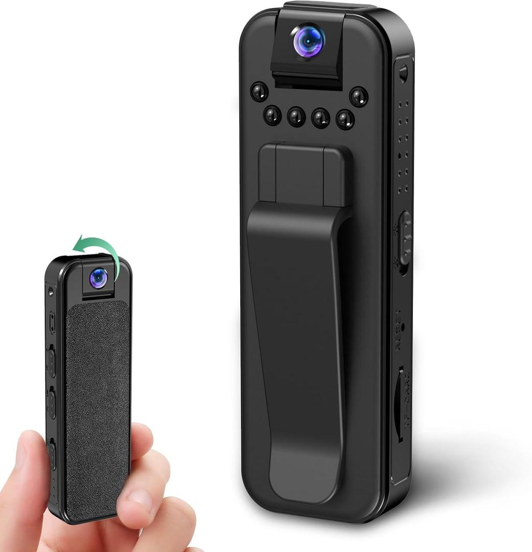 Mini Body Camera HD 1080P Portable Video Recorder with 180 Rotatable Lens Wearable Camcorder with Night Vision Police Body cam for Sport/Delivery/Travel/Law Enforcement