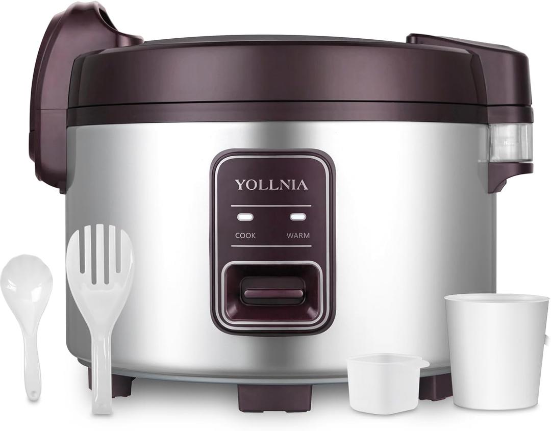 Commercial Rice Cooker & 45 Cups (Cooked) Large Cooker Rice | 8.17Qt Rice Warmer Commercial | 1200W Fast Cooking Electric Rice Cooker for Restaurant | Auto Keep Warm | Non-Stick Inner Pot