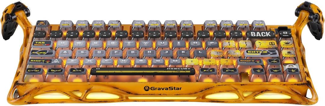 GravaStar Mercury K1 Pro Wireless Gaming Keyboard, Handcrafted Battle-Worn Mechanical Keyboard, Aluminum Alloy, 75% Layout, Designed for Durability & Unique Aesthetic - Yellow (Battle-Worn Yellow)
