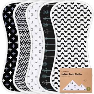 Organic Burp Cloths Baby Boy & Girl - 5-Pack Super Absorbent Cotton Burping Cloths for Babies, Soft & Plush Newborn Spit Up Rags, Infant Towels for Milk Spit Up, Unisex, Large 21" x 10" (MONOS)